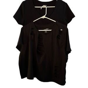 Lot of 2 Wild Fable & Universal Thread XXL Cropped Tops Black Destroyed
